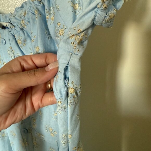 NWT Nectar Clothing Blue Puff Sleeve Button Mini Dress S - Picture 5 of 8